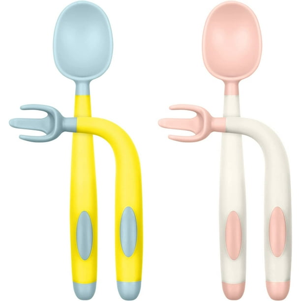Cucharas de silicona para bebé, 4 piezas de cuchara de entrenamiento suave  para bebé con función flexible, fácil de sostener, cucharas de aprendizaje  de autoalimentación perfectas (amarillo) brillar Electrónica