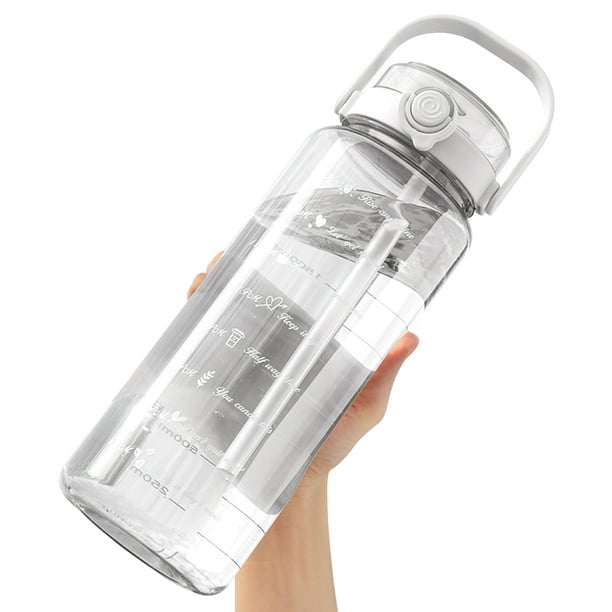 Botella de agua deportiva para bebidas deportivas, botella de agua de 1  galón con marcador de tiempo y pajilla, de plástico, gran capacidad,  fitness