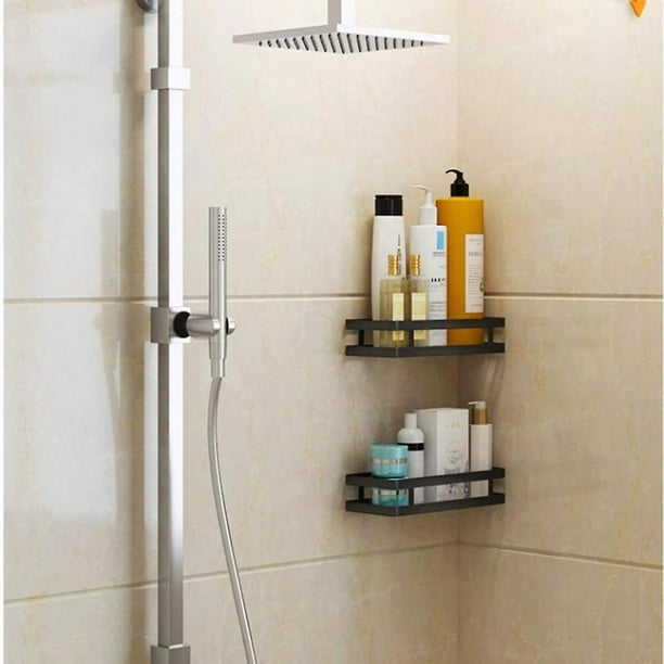 Cesta de ducha rectangular pequeña, estante de ducha de acero