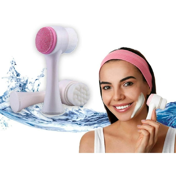 Limpieza facial de limpieza profunda-Cepillo limpiador suave y duro y  almohadilla de silicona, limpiador facial y exfoliante cepillo masajeador  Feliz Sencillez