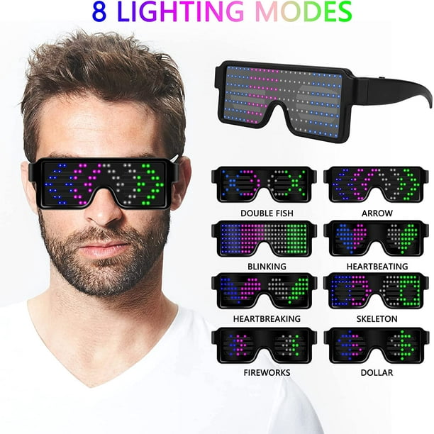 Gafas LED, gafas de rave iluminadas, gafas LED para fiesta, luces de rave,  gafas de batería LED