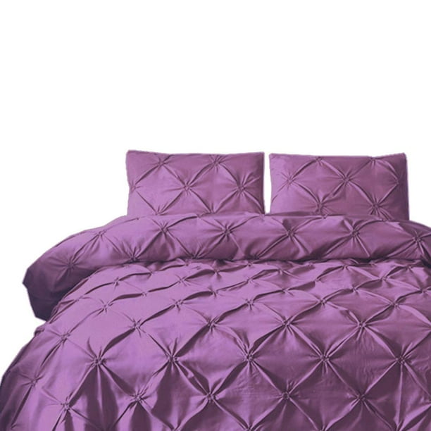 Pinch Pleat Duvet Cover De Sábanas De 3 Piezas Con Cierre De Cremallera  Microfibra Cepillada Púrpura Soledad Funda nórdica