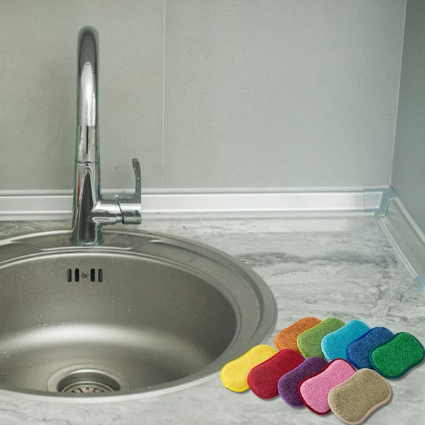 Esponjas multiusos de cocina, esponja de limpieza resistente antiarañazos,  esponja de microfibra reutilizable para limpieza del hogar, colores