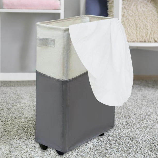 Cesta de lavandería de esquina diseñada con tapa, cesta de lavandería de  plástico curvada, organizador de trapos blancos triangulares con asas