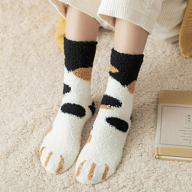Dreamlikelin-calcetines blancos de dibujos animados Kawaii para mujer, con  patrón de pata de gato y La Vida Bella
