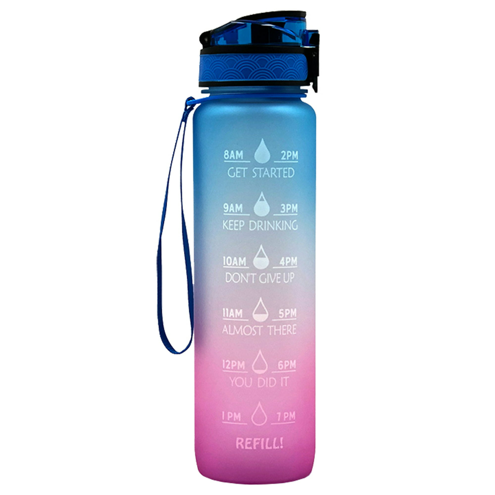 Botella de agua motivacional Agua deportiva 32 oz / 1L con marcador de  tiempo y colador extraíble para fitness y correr al aire libre Senderismo  Mochilero Muyoka Hogar