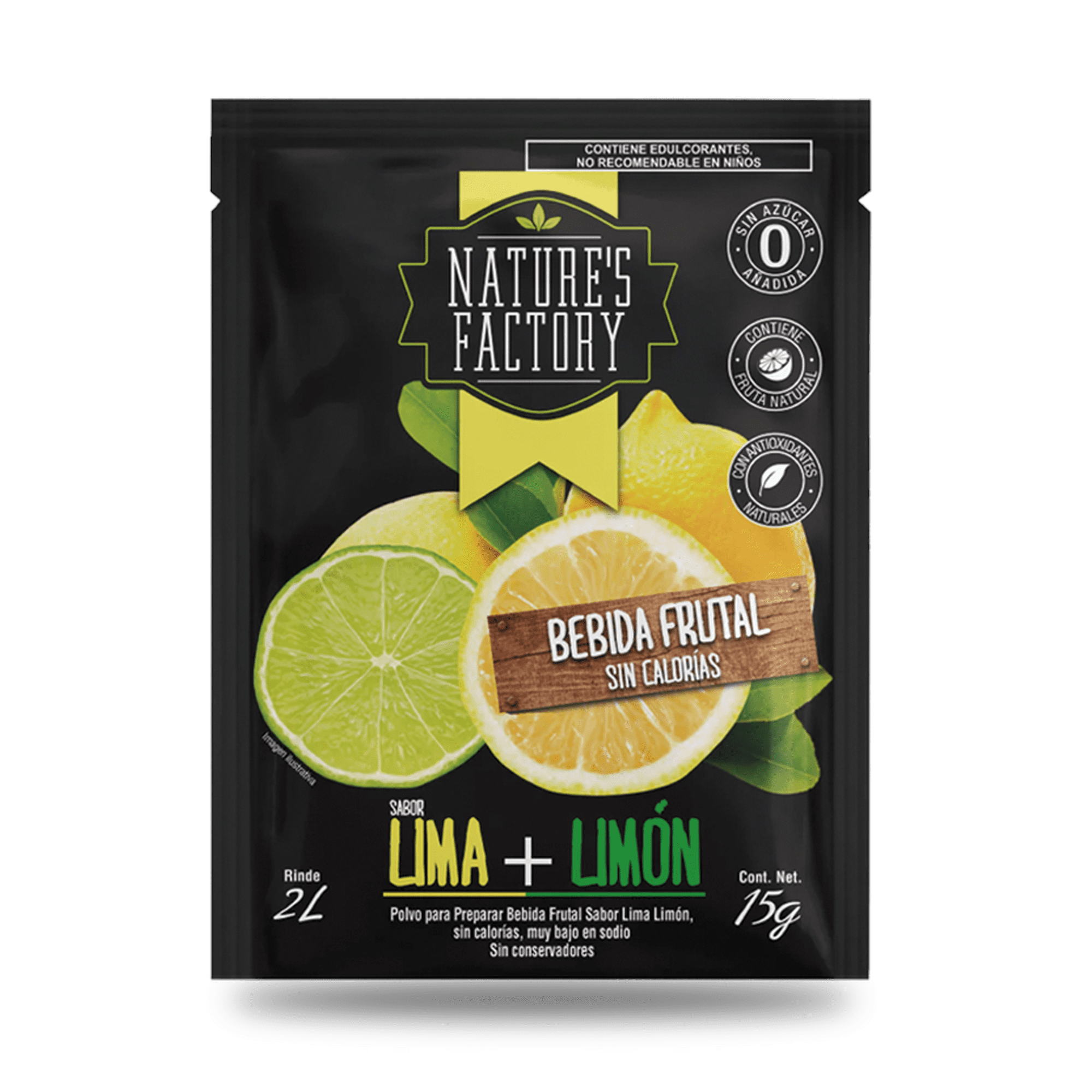 Bebida en polvo sabor lima limón natures factory 10 piezas