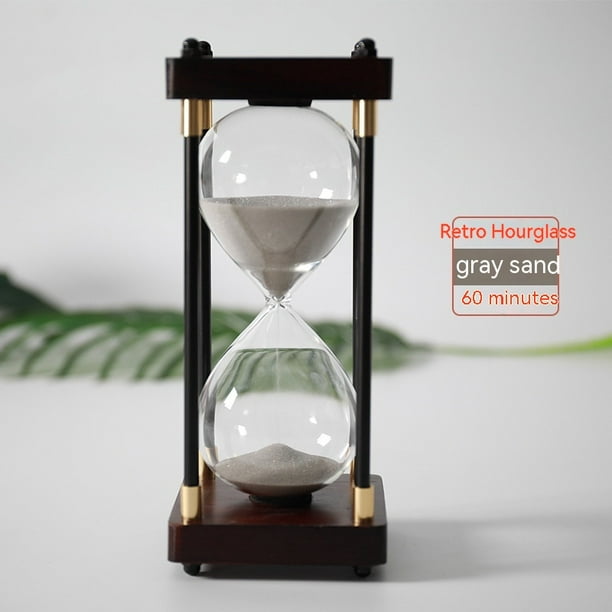 Reloj de arena con temporizador de 60 minutos, reloj de arena de madera  para regalos creativos, decoración de habitación, oficina, cocina,  cumpleaños(Cenizas y arena)(60 minutos)
