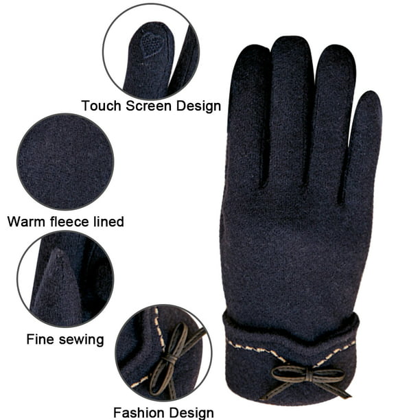 EEFOW Guantes y guantes sin dedos de invierno: clima frío Unsex pantalla  táctil a prueba de viento mitones para hombres y mujeres negro S/M/L