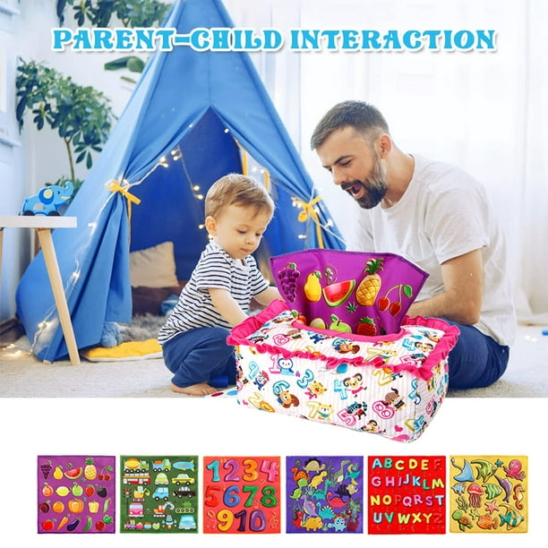 Caja de pañuelos para bebé, juguetes para Montessori bebés de 6 a 12 meses