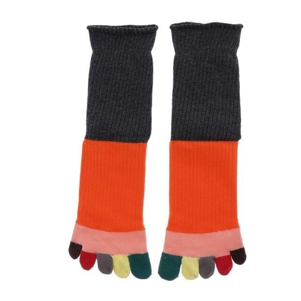 🥇 Calcetines con dedos - Mujer - Toe Socklet - Naranjo/Morado