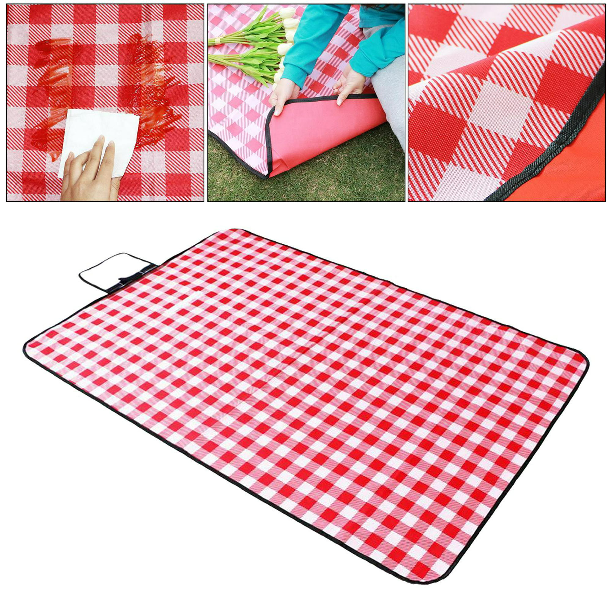 Manta de picnic impermeable y plegable con manteles individuales a juego, ELEOJOTA00