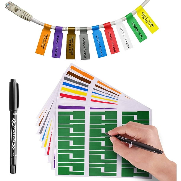 Etiquetas coloridas para cables con rotulador, etiquetas para