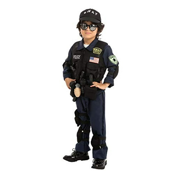 Spooktacular Creations Disfraz de policía para niños, disfraz de policía  SWAT para niños, fiestas de disfraces de Halloween