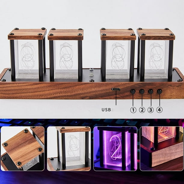 Compre Vintage De Bambú Y Madera Fm Radio Acrílico Espejo Led