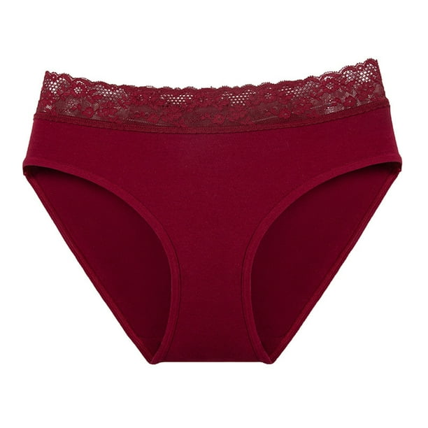 Ropa interior sexy de encaje para mujer, bragas de bikini transpirables  para mujer, bragas de cintura alta para mujer (rojo-@, M)