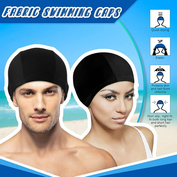 4 gorras de natación elásticas para mujeres, hombres y niños, tela  duradera, no impermeable, gorra de piscina elástica
