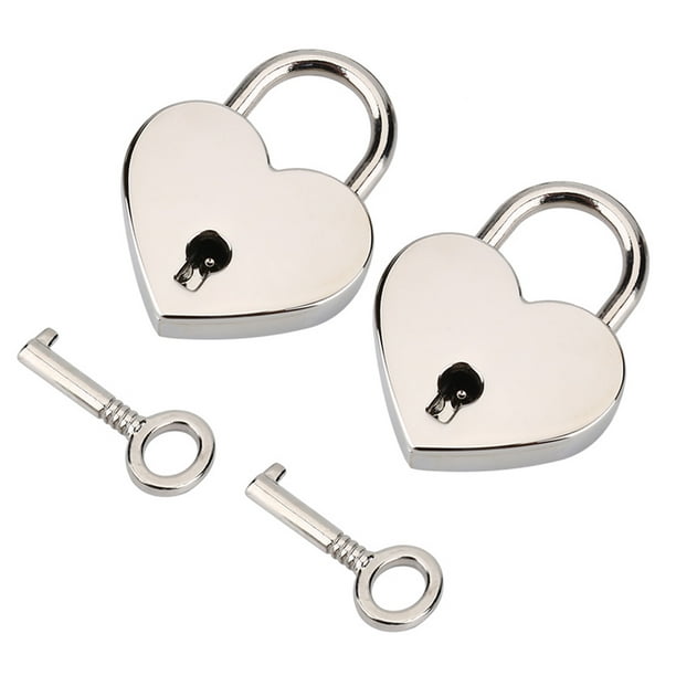 3 unids Mini bronce antiguo candado pequeño metal en forma de corazón  estilo arcaize cerradura en forma de corazón Mini cerradura con llave