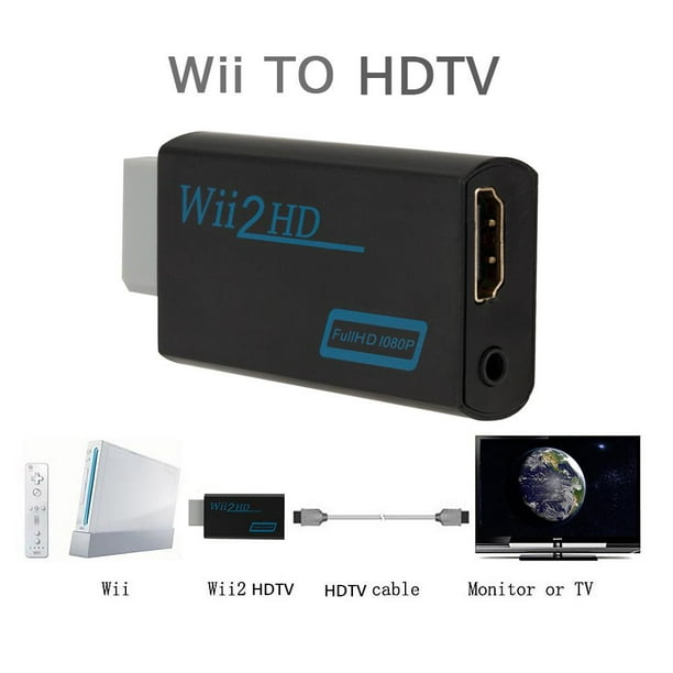 Convertidor compatible con WII a HDMI Full 1080P 2 Adaptador 3.5mm HD Negro  JShteea El nuevo