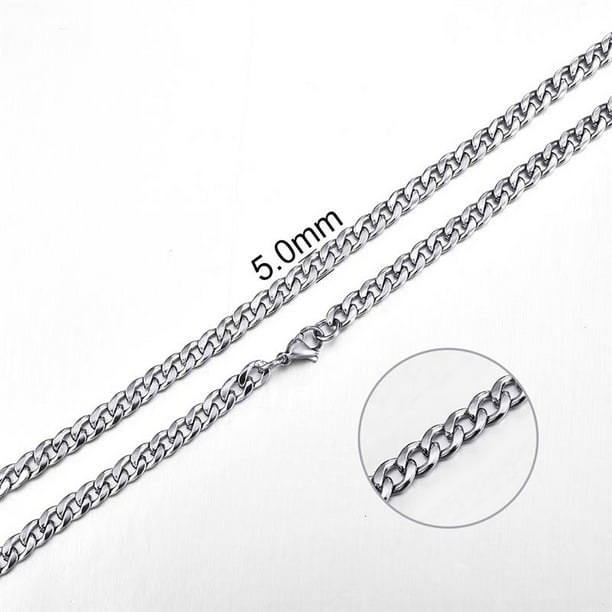 Comprar Collar clásico para hombre, collar largo de acero inoxidable de 3 a  7 MM de ancho para hombre y mujer, joyería de cadena