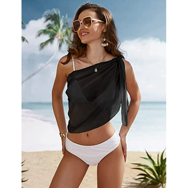  Conjunto de bikini deportivo de un hombro para mujer, traje de  baño de cintura alta recortado, Blanco : Ropa, Zapatos y Joyería