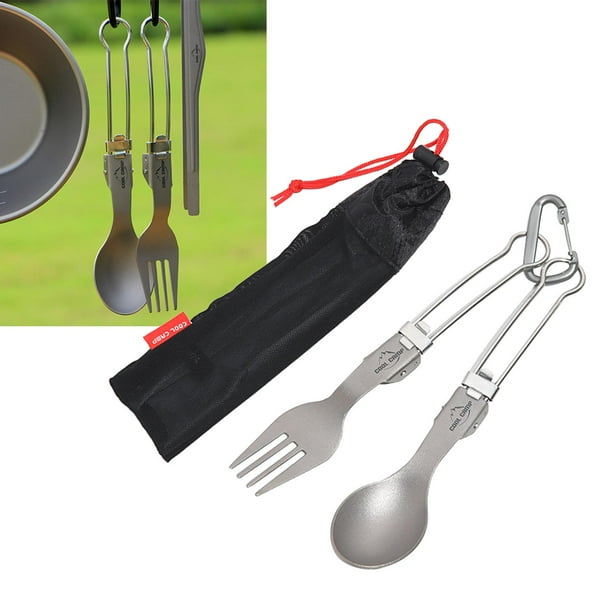 Set de cubiertos plegables de titanio para camping