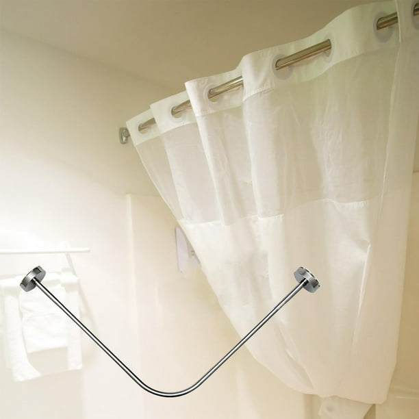  Barra de cortina de ducha curvada a prueba de óxido para baño,  en forma de L, barandillas curvadas para cortina de ducha para baño de  esquina, barra de cortina de ducha