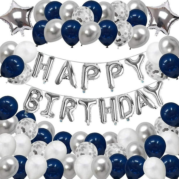 Decoraciones de fiesta de cumpleaños azul número 14 para niños, niñas,  hombres y mujeres, suministros de globos de feliz cumpleaños 14 con  pancarta de