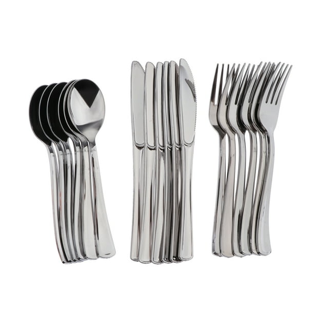 GLEAVI 100 tenedores desechables cucharas de plástico desechables cubiertos  desechables utensilios de plástico tenedores y cucharas de plástico