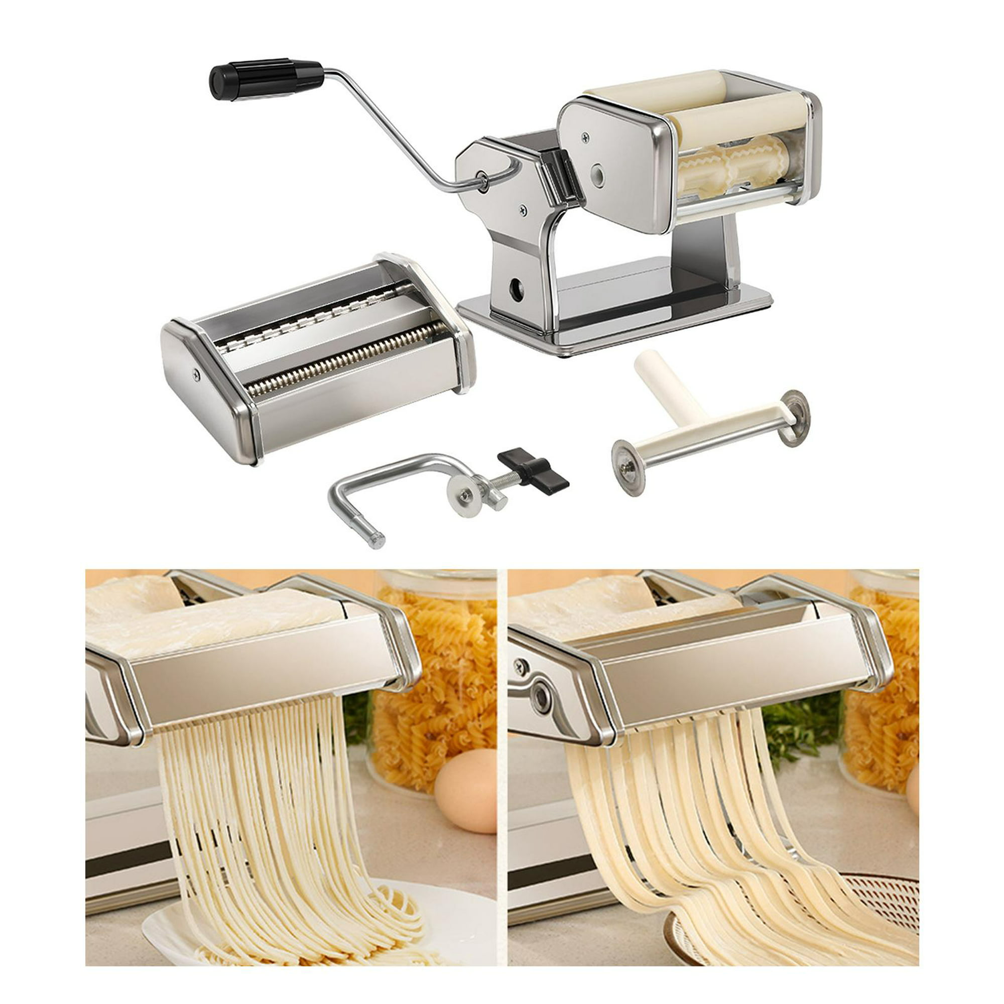 NEWTRY Máquina eléctrica para hacer pasta, máquina para hacer pasta,  cortador de rodillo de masa, grosor ajustable, acero inoxidable, 110 V,  para uso