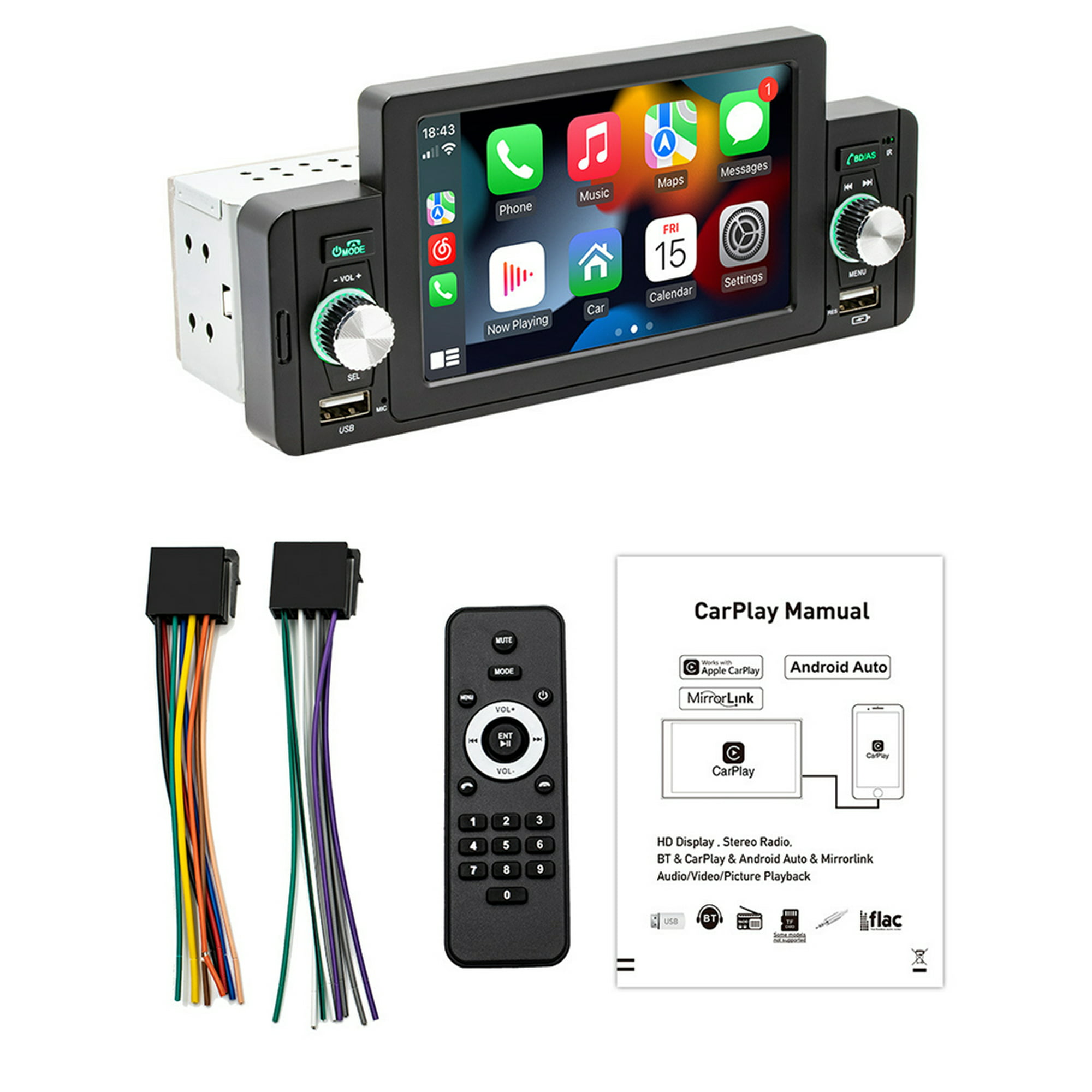 Estéreo de coche doble DIN Bluetooth Radio de coche 7 pulgadas reproductor  MP5 HD pantalla táctil FM Radio receptor de audio AUX en USB TF tarjeta