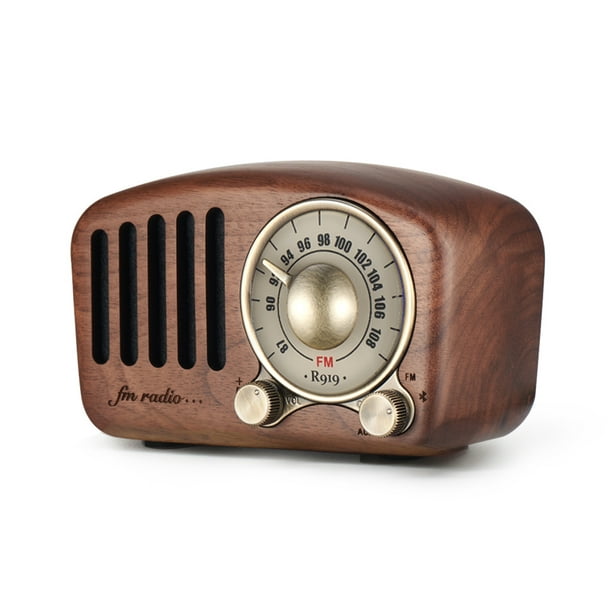 Altavoz Bluetooth con radio retro vintage: radio FM de madera de nogal con  estilo clásico antiguo, potente mejora de graves, volumen alto, conexión  inalámbrica Bluetooth 5.0, tarjeta TF y reproductor de MP3