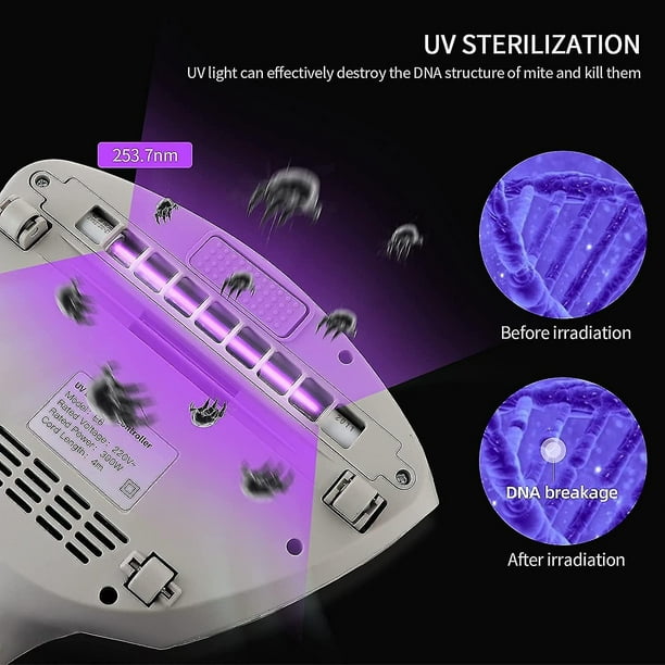 Máquina de eliminación de ácaros del polvo Aspiradora de mano Cama  Esterilización uv Eficaz Instrumento de eliminación de colchones de ácaros  del polvo