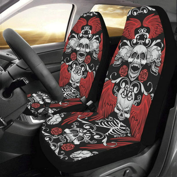 Fundas para asientos de coche Skull juego de 2 / Fundas para asientos de  coche delanteros Skull