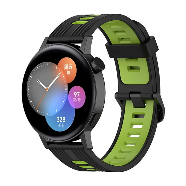 Para Huawei Watch GT2 42mm 20mm Correa de reloj de silicona de dos colores  (azul medianoche