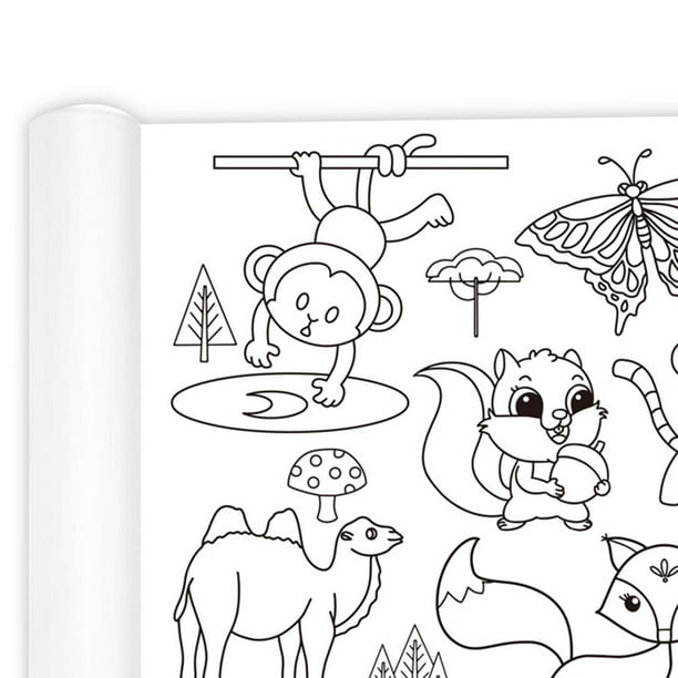 Rollo de dibujo Kawaii para niños, rollo de papel para colorear con relleno  de Color adhesivo