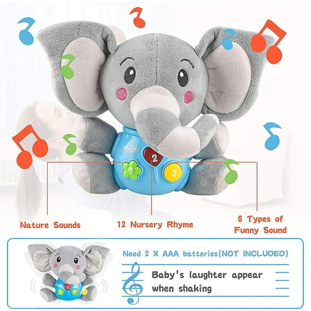 Juguete Para Bebes Niños Niñas Elefante Peluche Musical Regalos 6 Meses a 1  Año