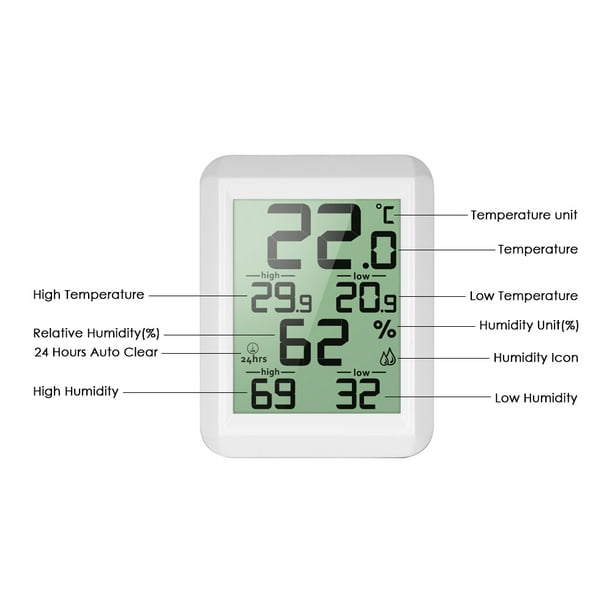 Termómetro interior Higrómetro Oficina en casa Medidor de humedad de blanco  Sunnimix termómetro de interior