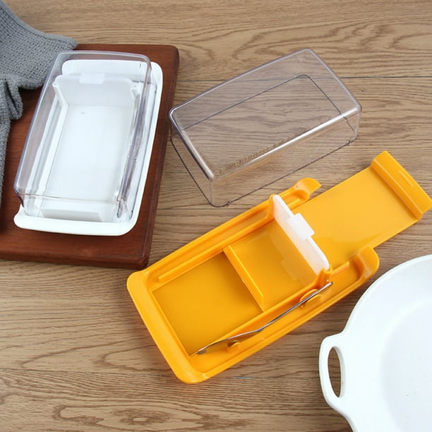 QWERF 4 recipientes de queso en rodajas para refrigerador con tapa  abatible, caja de almacenamiento de rebanadas de queso con bloque de  mantequilla