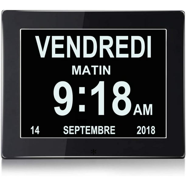 Reloj calendario digital LCD de 8 pulgadas con fecha, reloj calendario con  fecha, día y hora - Reloj de Alzheimer - Reloj para personas mayores  (negro) ER
