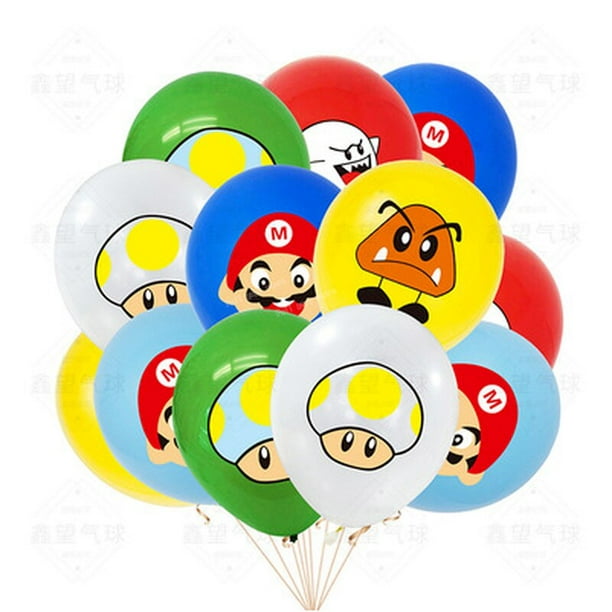 Globos de Super Mario Bros para fiesta de cumpleaños, vajilla