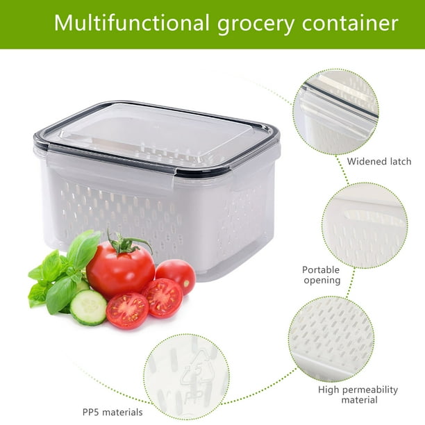 Caja de almacenamiento de frutas frescas para nevera, cesta de drenaje  hueca para cocina, organizador de alimentos, organizador de despensa para  Organizadores de utensilios de cocina Pequeña Bewildely HA070910-01