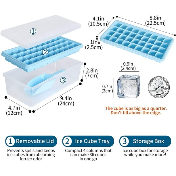 Compra Cubiteras Para Hielo Silicona 2 bandejas de cubo de hielo de silicona  con tapa fácil de liberar y flexibles 15 cavidades con moho cuadrado de  hielo sin fugas sin olores y