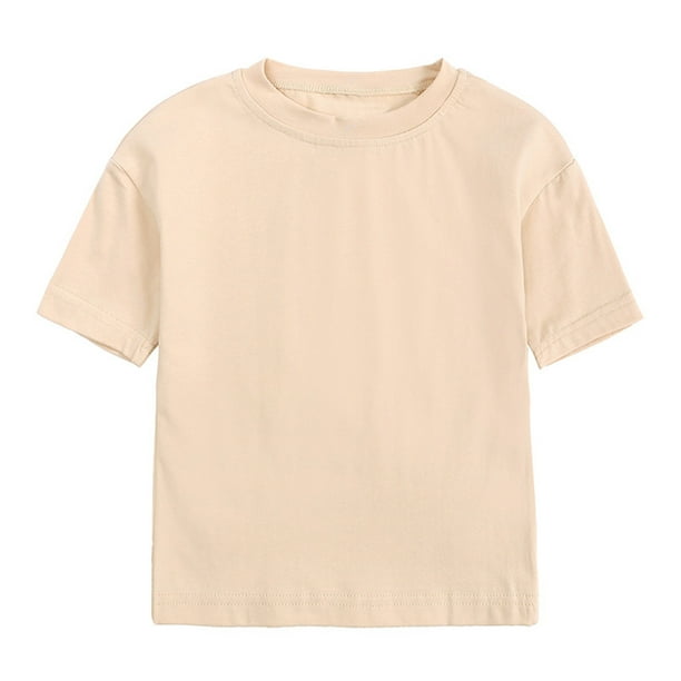 Verano Niños Niño Bebé Niña Niño Algodón Colores Sólidos Camiseta Básica  Tops Cuello Redondo Manga Corta Plain Tee