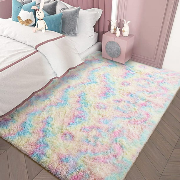Alfombra Infantil para habitación Infantil, Color Crema y Lila, 80 x 150  cm, diseño de banderines, alfombras para habitación Infantil para niñas