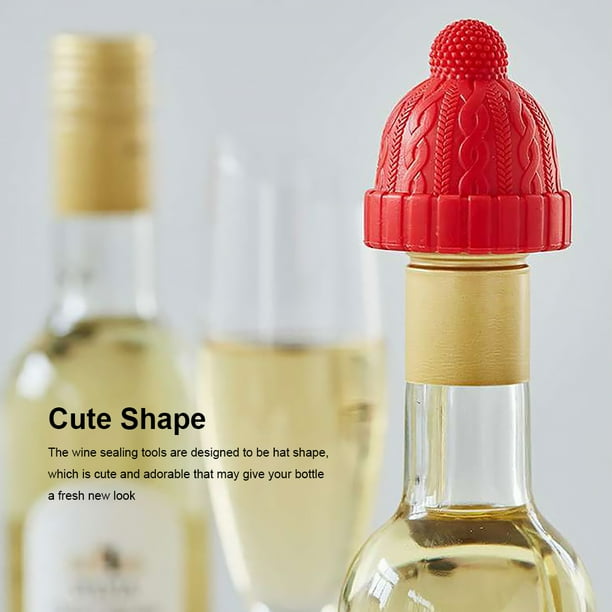Tapones de vino (paquete de 5), tapón de silicona para botella de vino y  tapones para botellas de bebidas, rojo Rojo Verde
