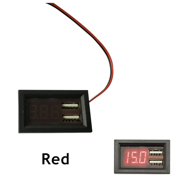 Voltímetro Coche Medidor de pantalla de voltaje digital para automóvil +  puerto USB dual Automóvil DC 8-40V Voltímetro