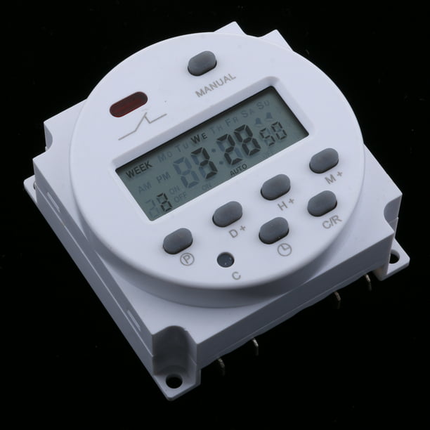 White LCD Control Digital Encendido Temporizador Programable DC 12V 16A  Interruptor Horario, Interruptor Temporizador Digital Programas Di CUTICAT  Temporizador digital programable