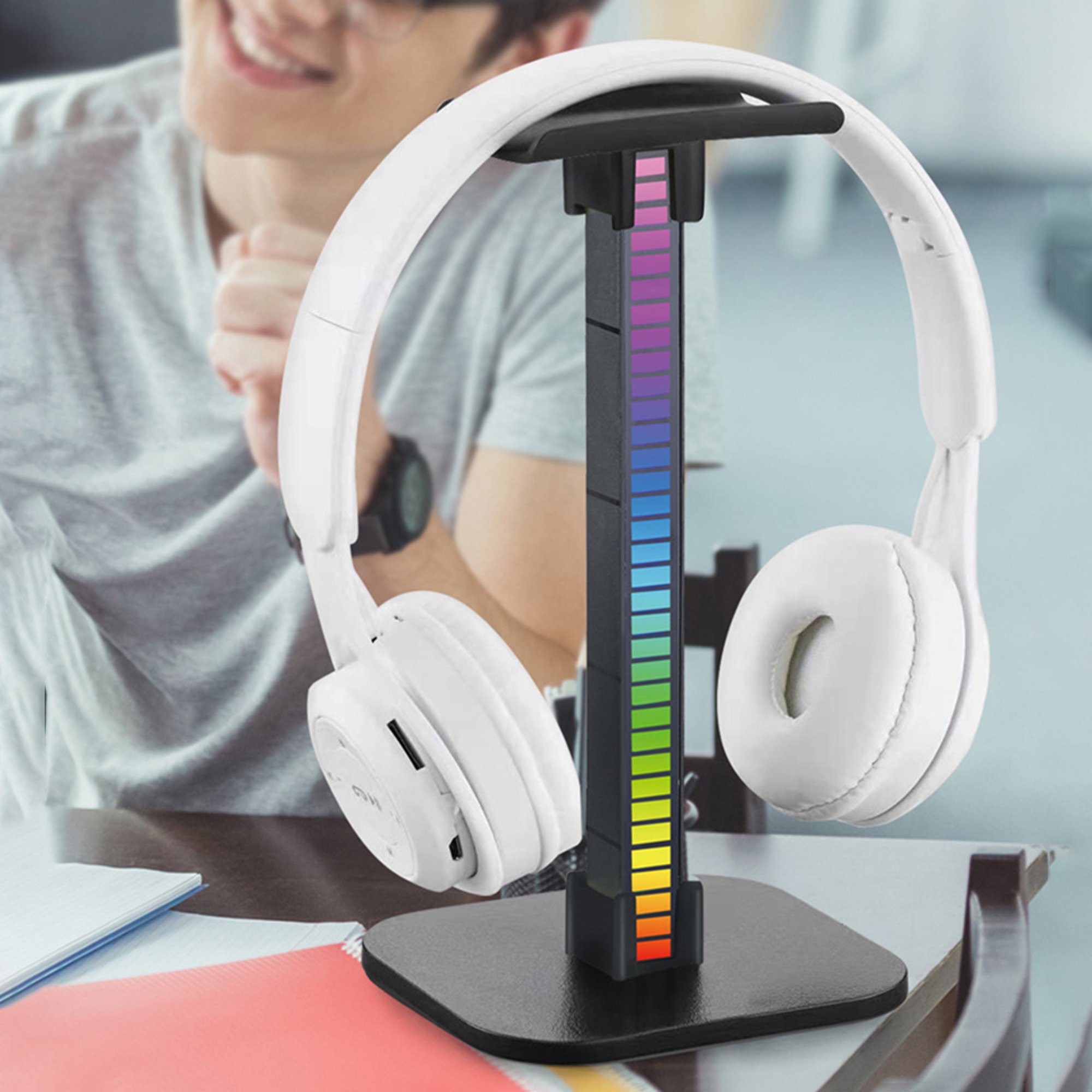 Ripley - SOPORTE GAMER PARA AURICULARES RGB CON DOBLE SUSPENSIÓN Y