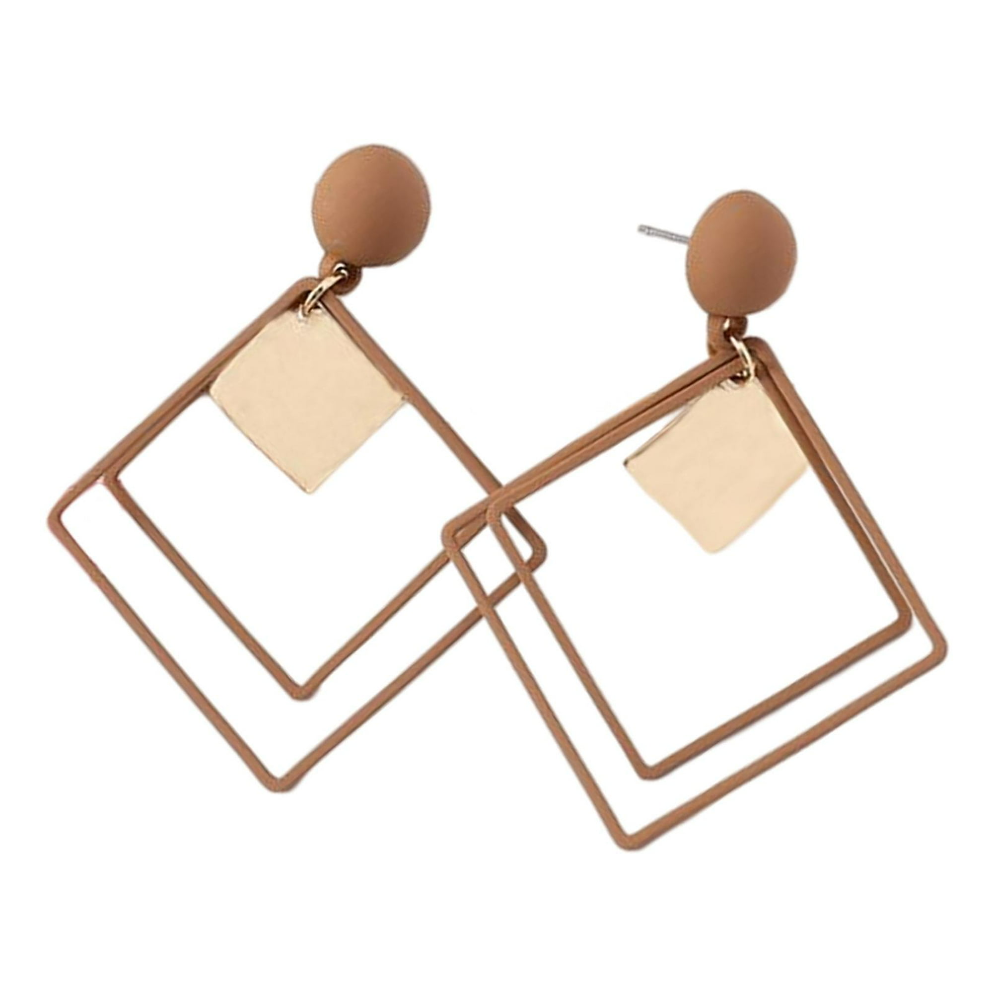 Aretes geométricos Colgantes Cuadrados Chapado en traje Elegante Simple Uso  diario, Beige jinwen pendientes geométricos